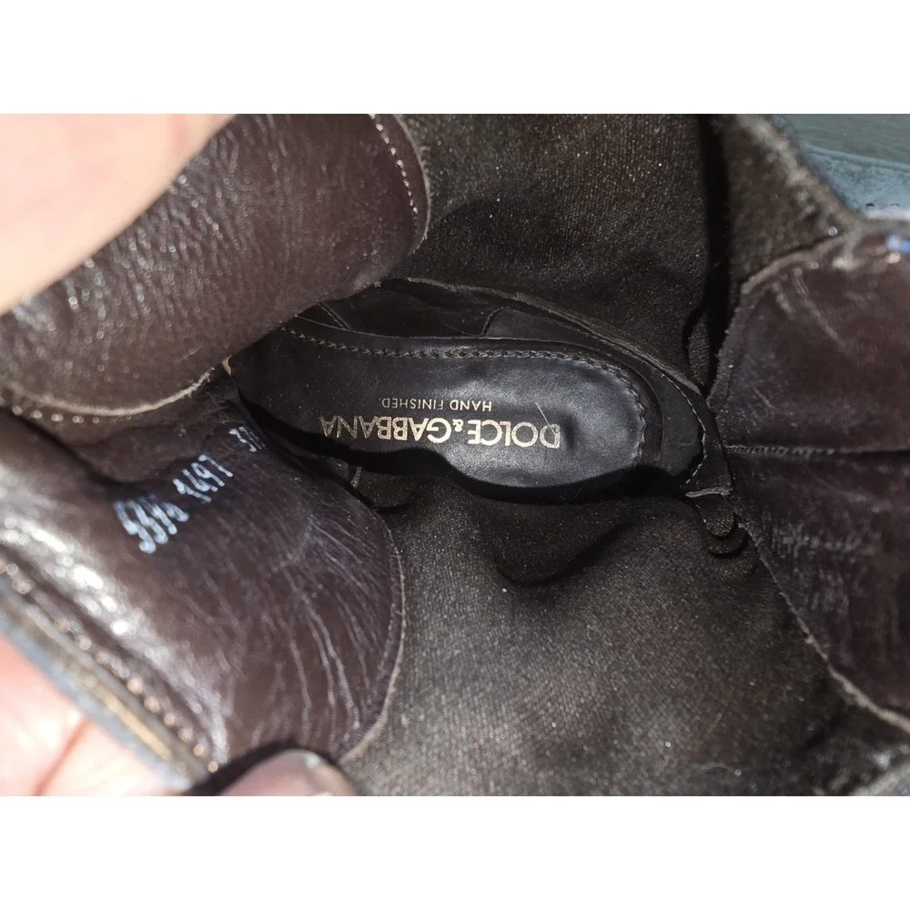 Vintage Dolce & Gabanna Boots Wing Tip Black Size 37.5 Made In Italy Leather,Box